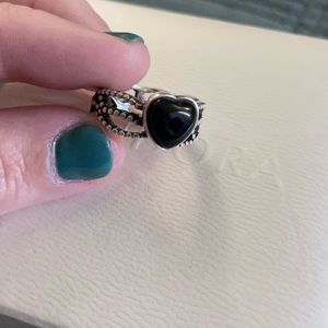 Authentic Pandora Ring Black Heart